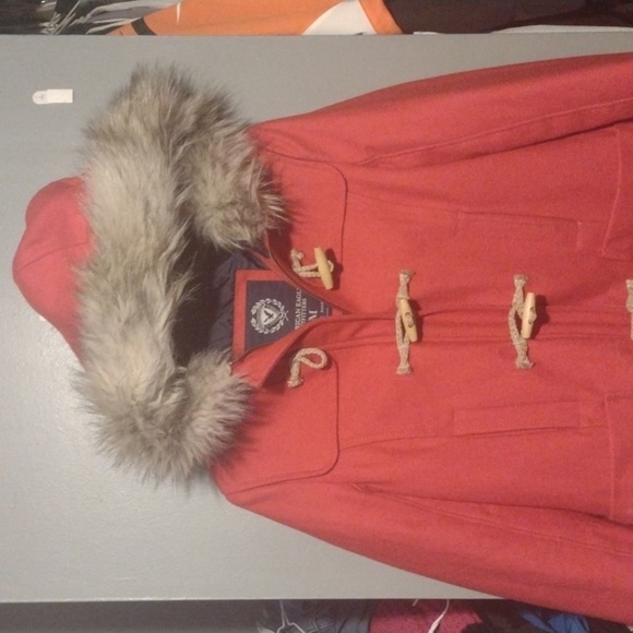 American eagle outfitters size medium red winter pea coat - Picture 1 of 10